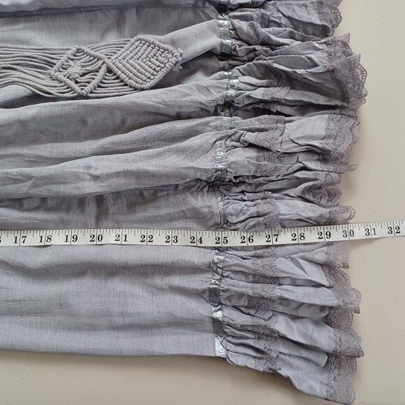 Linea Domani Lilac Grey Macramé Belted Crinkle Midi Skirt - Picture 10 of 16